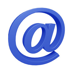 Blue email or at symbol design in 3d rendering
