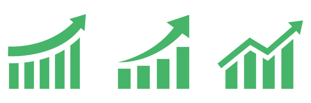 Green Graph With Arrow Going Upside, Financial Success Graph, Financial Graph With Curves