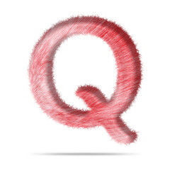 Alphabet letter q design with pink fur texture