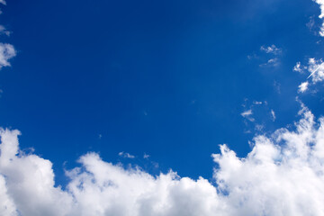 Blue sky with sunlight and beautiful white clouds.
