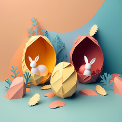 easter egg paper cut design concept. Generative A