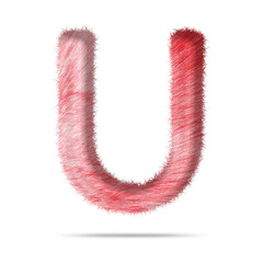 Alphabet letter u design with pink fur texture