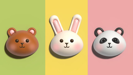 Bunny, bear, panda, cute animals © ShawoN