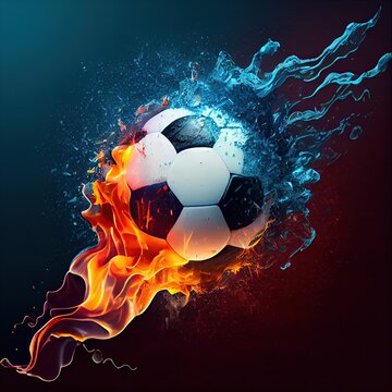 Premium Photo  A soccer player with a fireball in the background