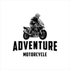 Motorcycle touring logo with masculine design style