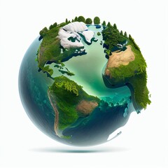Fototapeta premium Shiny glowing transparent earth with green trees. Generative AI.