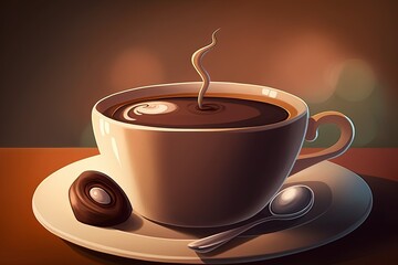 Obraz premium Cup of coffee in a cafe. Generative AI