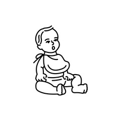 Feeding the baby black line icon. Toddler development.