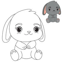 bunny coloring book for kids isolated vector