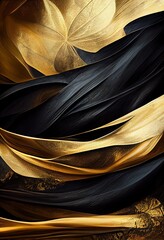 Floral black and gold abstract Background Image Photography with mood lightspots, sparkles and mist with natural texture
