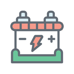 Car Battery Vector Fill Outline Icons. Simple stock illustration stock