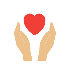 
two hands holding a heart icon, a symbol of love, happiness, health, highlighted on a white background, healthcare, heart medicine, logo