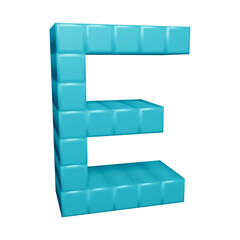 Alphabet letter e in 3d rendering