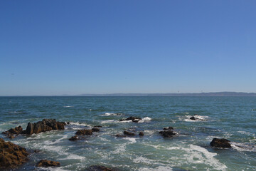a rocky beach in southern Chile in summer
