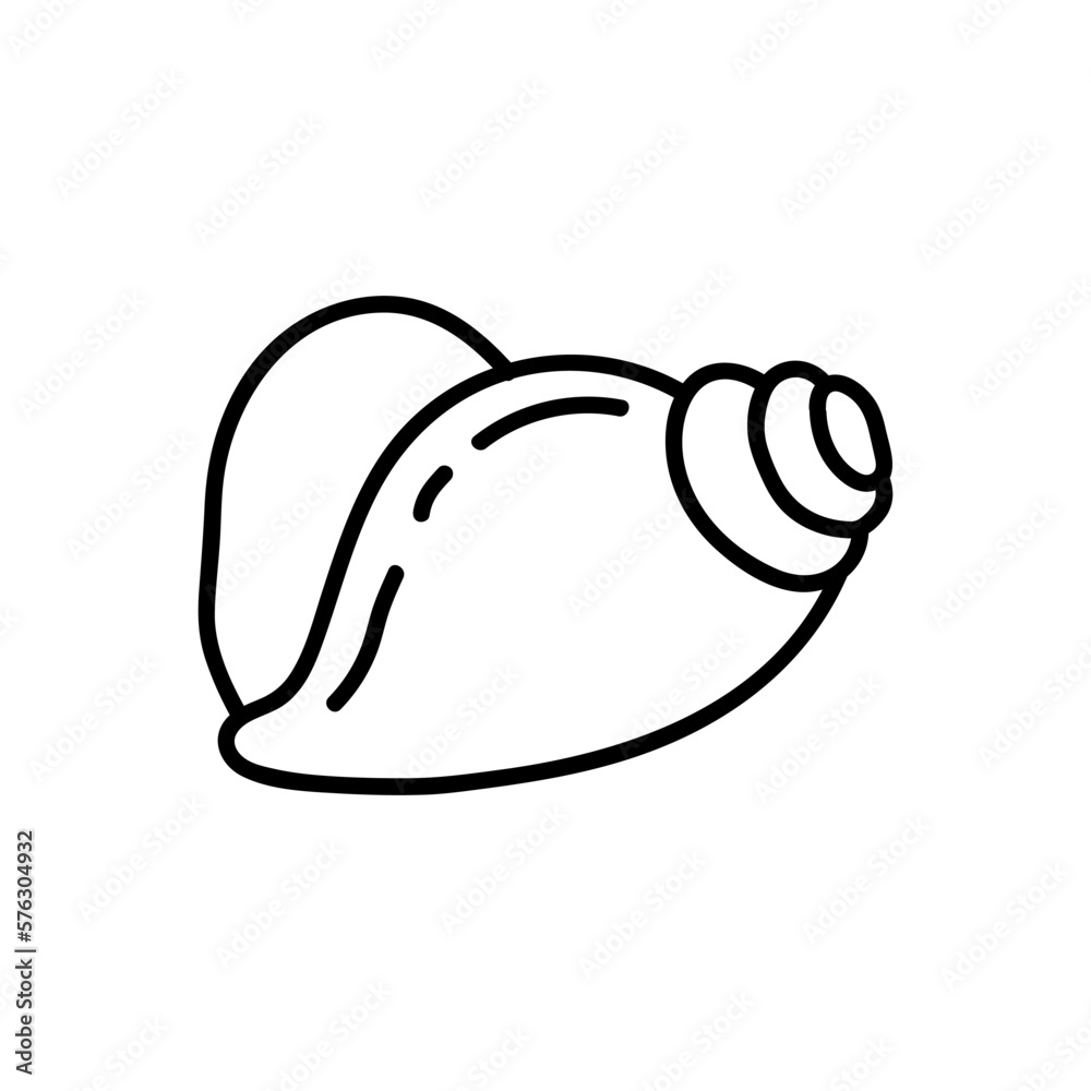 Sticker Seashells vector Hand drawn illustrations. mollusk sea shells line icon