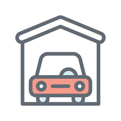Car Garage Vector Fill Outline Icons. Simple stock illustration stock