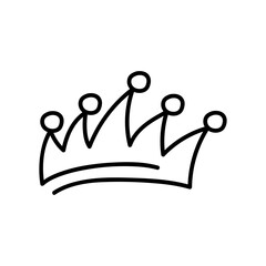 Doodle crowns. Line art king or queen crown sketch vector illustration