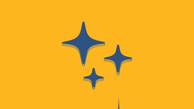 Blue Falling star icon isolated on orange background. Shooting star with star trail. Meteoroid, meteorite, comet, asteroid, star icon. 4K Video motion graphic animation