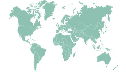 Fototapeta na wymiar World map. Silhouette map. Color vector modern map 