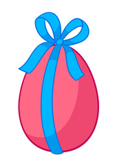 Cute Easter Egg illustration with bow. Patterned symbol for traditional celebration.