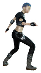 3D Rendering Female Robot on White