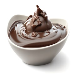 Delicious Chocolate Ponding in a Bowl. Desert. Isolated on a white Background. Generative AI