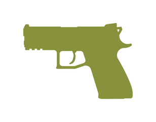 Vector symbol of classic handgun. Isolated on white background. - obrazy, fototapety, plakaty