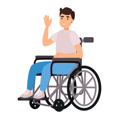 Fototapeta premium Disabled man in wheelchair flat icon. Colored vector element from disabled collection. Creative Disabled man in wheelchair icon for web design, templates and infographics.