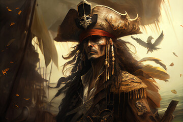 Obraz premium The long forgotten spirit of piracy. AI generated