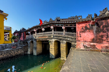 View of the Japanese Bridge in Hoi An. Vietnam, Unesco World Heritage Site. Hoi An Town is a popular tourist destination of asia.