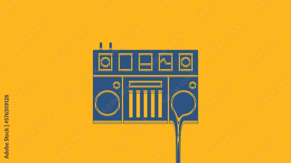 Wall mural blue dj remote for playing and mixing music icon isolated on orange background. dj mixer complete wi