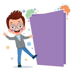 Funny Child Presenting And Pointing