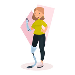 Woman with prostheses flat icon. Colored vector element from disabled collection. Creative Woman with prostheses icon for web design, templates and infographics.