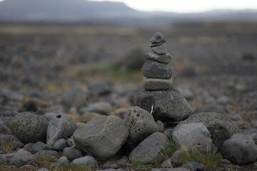 The amazing stone towers somewhere in Icelandic