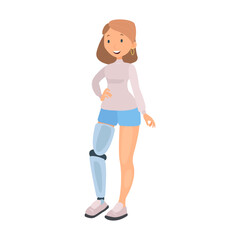 Woman with leg prosthesis flat icon. Colored vector element from disabled collection. Creative Woman with leg prosthesis icon for web design, templates and infographics.