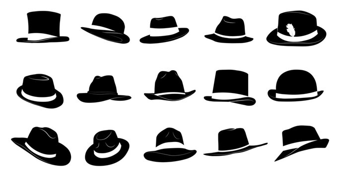 Illustration different male hats.. Man hat icon