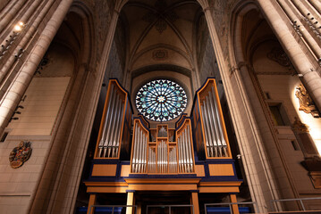 Uppsala Cathedral (Uppsala Domkyrka) inside view, modern organ view