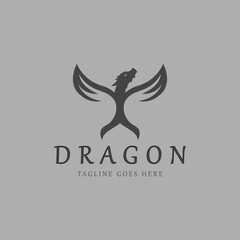Dragon logo design template. Vector illustration