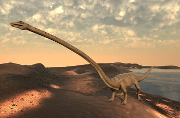 Illustration of a Tanystropheus (Triassic)