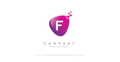 Initial F Logo Design With Digital Symbol	