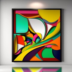 Colorful modern art gallery twisting  winding patterned interior on the wall exhibition art masterpiece Generative AI 