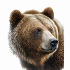 Realistic head bear on a white background, generative AI