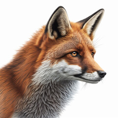 Fototapeta premium Realistic head fox on a white background , generative AI