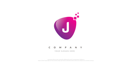 Initial J Logo Design With Digital Symbol	