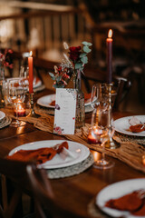 Herbstliche Tischdekoration Hochzeit Hochzeitsdeko Tischdeko Rostrot Herbst 