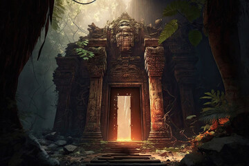Lost in Ancient Mystique Beyond Imagination: Entering the Mysterious Temple Generative AI