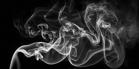 Fototapeta premium White smoke on black background, Generative AI