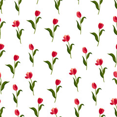 seamless pattern with red tulips