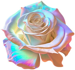 rainbow rose isolated on transparent or white background, png