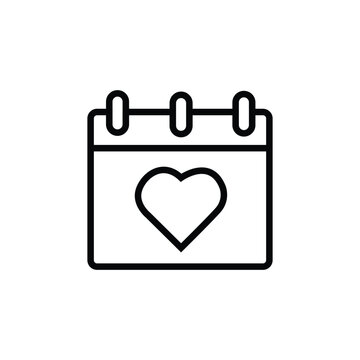 recommend clip art: Calendar heart icon. Simple line, outline illustration elements of almanac icons for ui and ux, website or mobile application